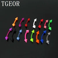 hot wholesale free shipping 1 283mm solid colors mixed 100pcs uv acrylic spike eyebrow piercing body jewelry