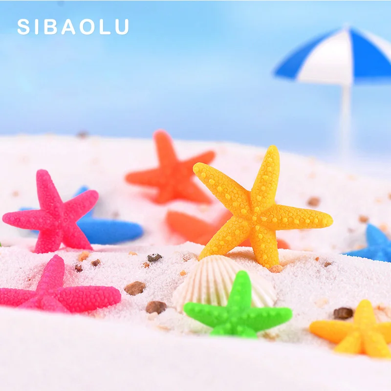 

5pcs Resin Seaside Colorful Starfish Miniature Figurine DIY Accessories Doll Baby House Decoration Simulation animal Kawaii