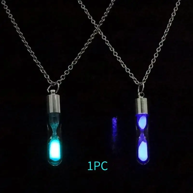 Новая мода для женщин и мужчин светящийся песочный таймер кулон стеклянная