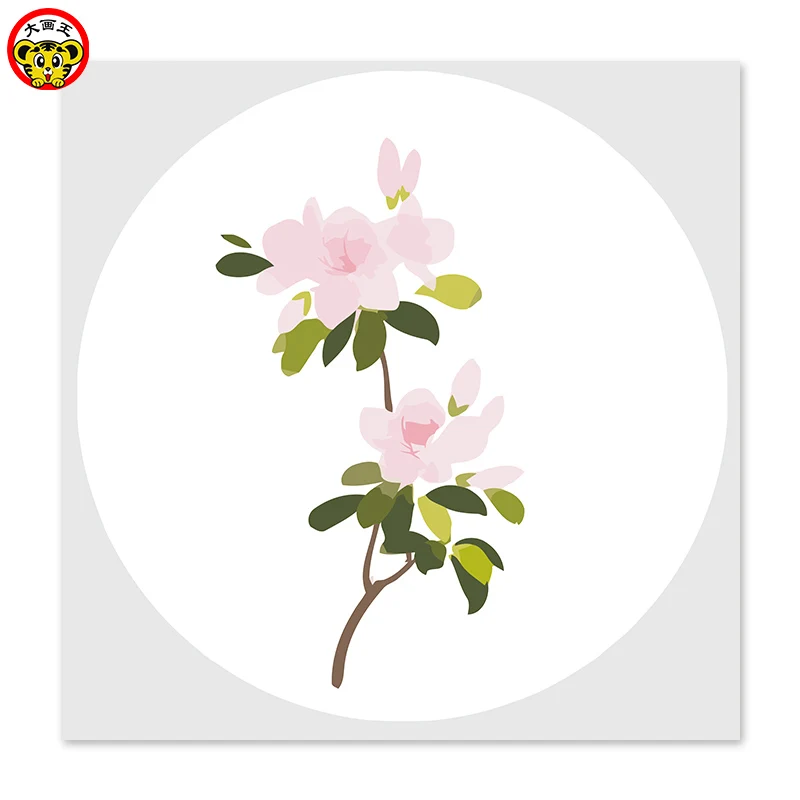 Цифровая картина в китайском стиле с изображением розового персика на холсте