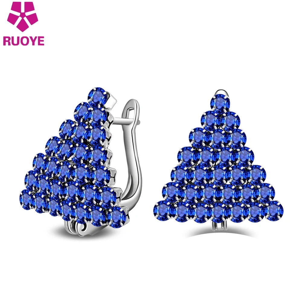 Женские Треугольные Серьги-гвоздики с кристаллами серебристого цвета |