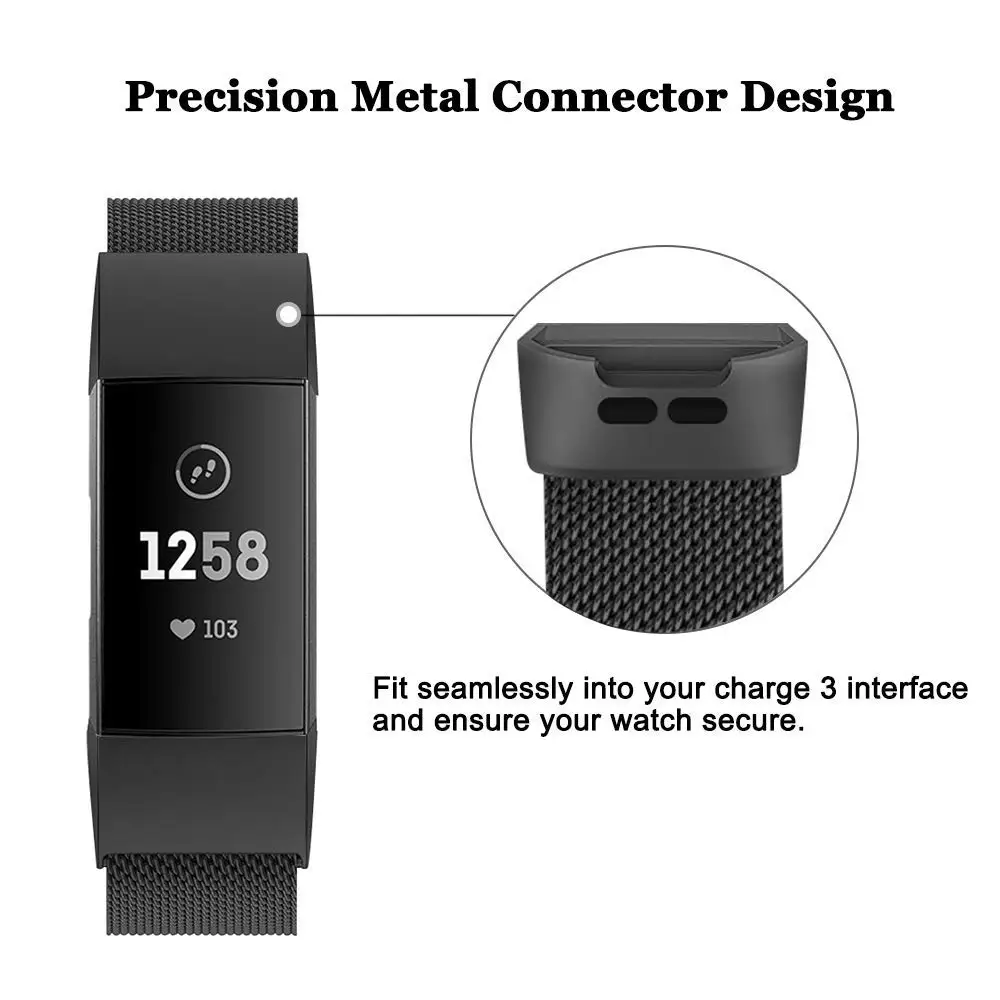 Металлические полосы для Fitbit Charge 3& Charge 3 SE фитнес-трекер Миланская нержавеющая сталь Магнитная Замена для мужчин t для женщин мужчин 9,14