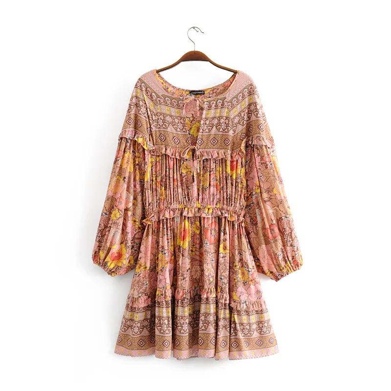 Boho blush florla летние платья с оборкой длинным рукавом плиссированные женские