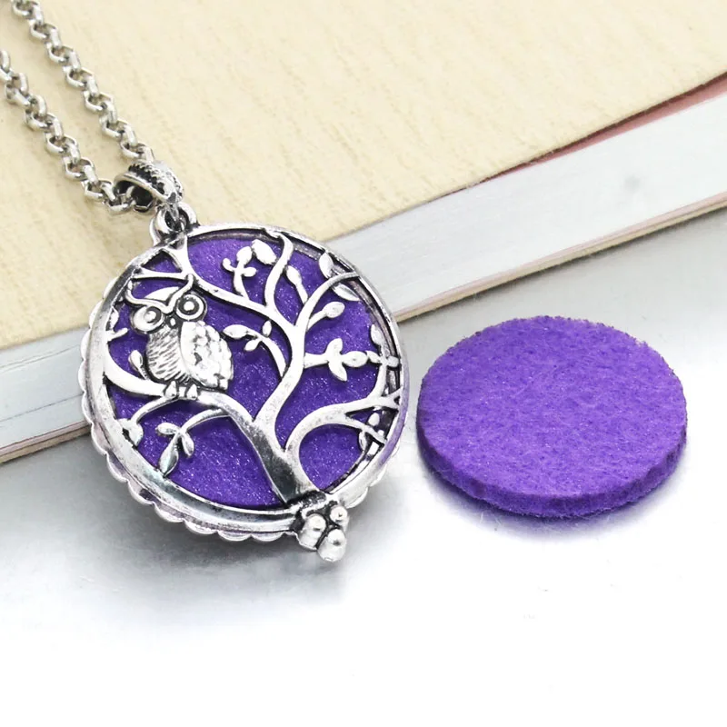 

1pc Aroma Open Antique Vintage Locket Pendant Perfume Essential Oil Aromatherapy Diffuser Necklace owl Necklace