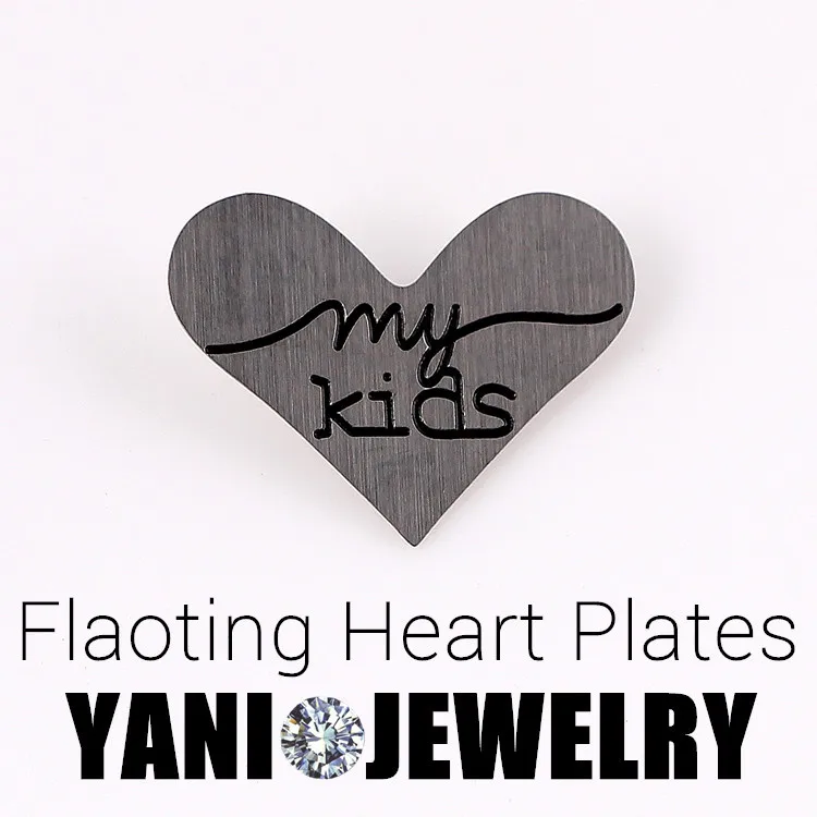 

20pcs 5 Styles Mix Heart Shape Stainless Steel Floating Plates Window Plates For 30mm Heart Glass Living Memory Locket