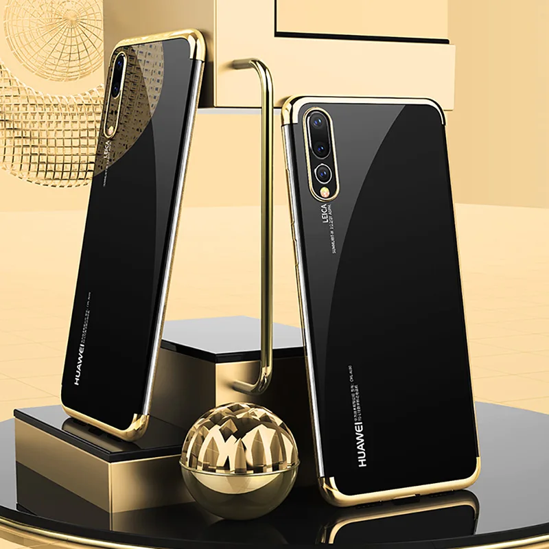 Силиконовый чехол для huawei P30 P20 Pro mate 30 20 10 Lite Honor V10 V20 Nova 5 5i, мягкий чехол с магнитным кольцом, прозрачная задняя крышка из ТПУ - Цвет: Gold