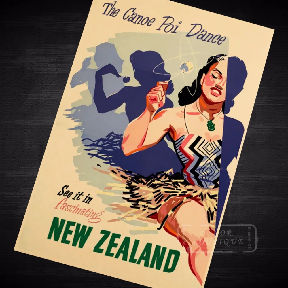 Air New Zealand: доска для серфинга плакат пейзаж NZ View Art ретро холст живопись рамка