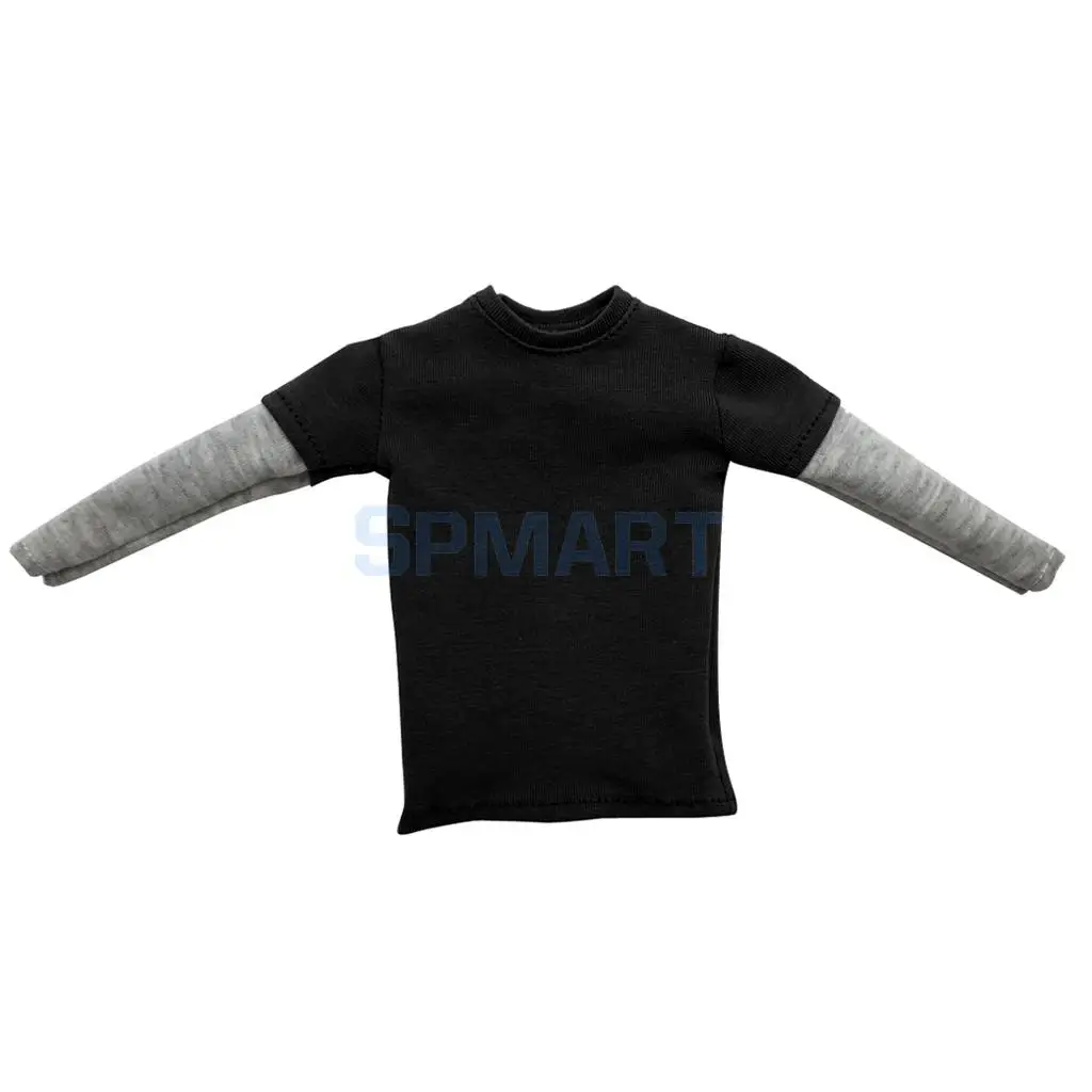 Black 1/6 масштабная мужская длинная футболка с двойным рукавом, верхняя одежда для 1" мужских горячих игрушек, аксессуары для экшн-фигурок - Цвет: Black