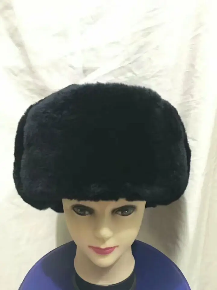 Russia winter fur hat for men Real rex rabbit  fur cap autumn winter warm H204