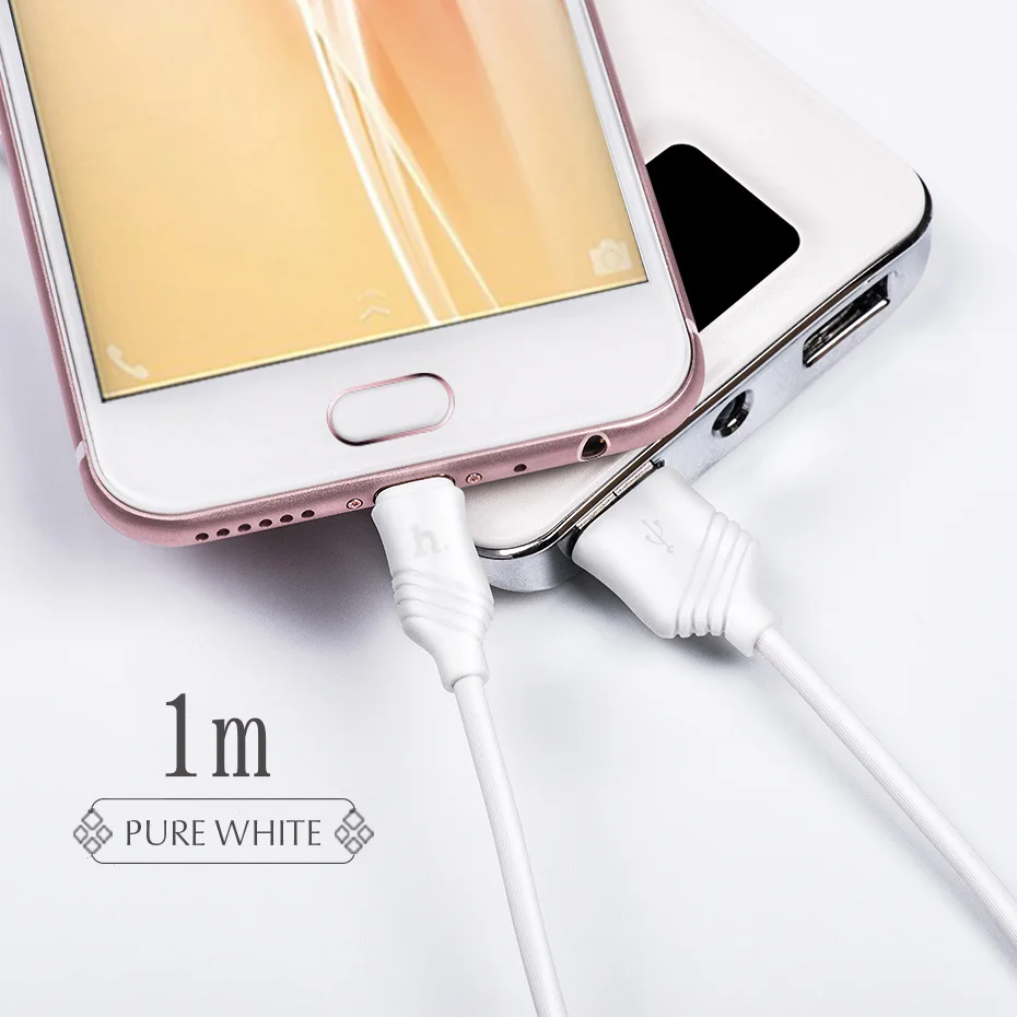 НОСО Micro-USB Зарядный Дата Кабель USB Зарядное Устройство Провод для Передачи Данных Синхронизации Android Мобильных Телефонов Шнур Зарядка для Xiaomi Samsung Самсунга Сяоми Андроид Микро ЮСБ - Цвет: White