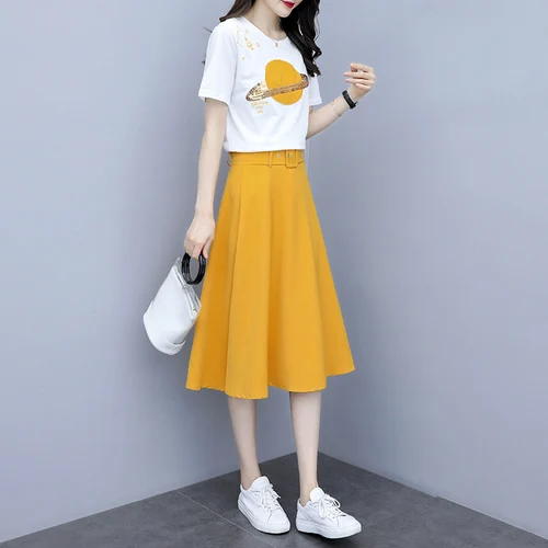 Элегантный свободный летний комплект из 2 предметов с принтом Модный