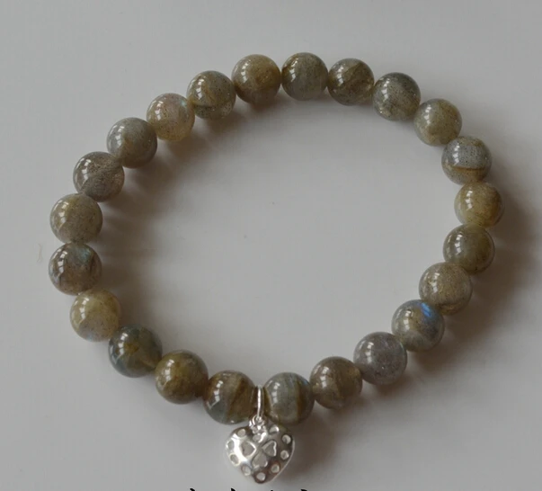 Браслет с голубым лунным камнем Серебряный лунный свет Лабрадорит одиночный