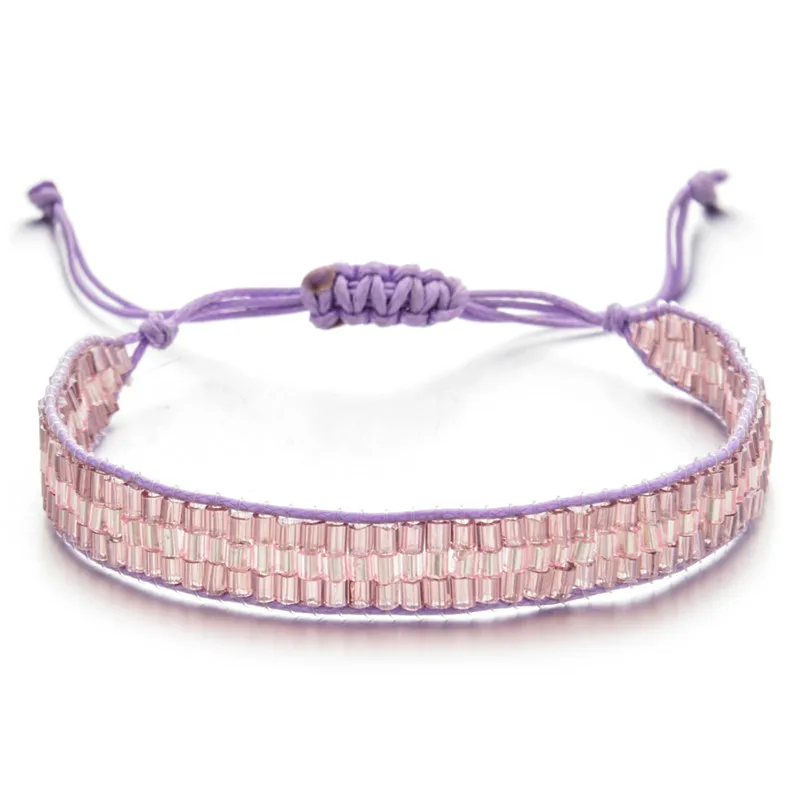 Bohemia Woman Men Crystal Seed Beads Bracelet Adjustable Weave Rope Chain Charms Bracelets Wristband Anklet Handmade Jewelry - Окраска металла: E