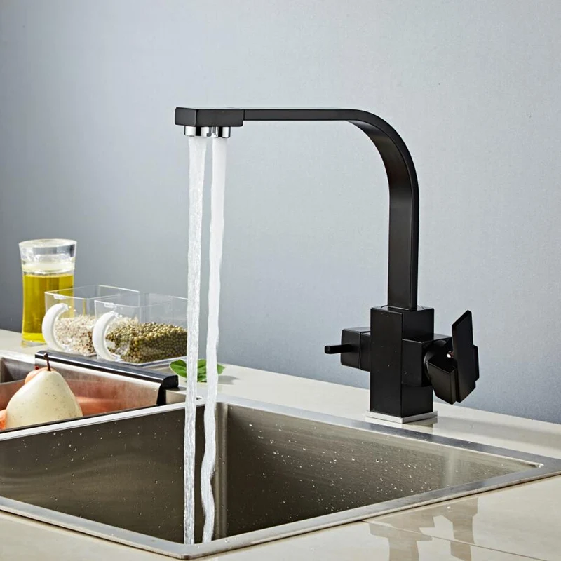 Смеситель кухонный с поворотом на 360 градусов 2 ручки|Смесители для кухни| |