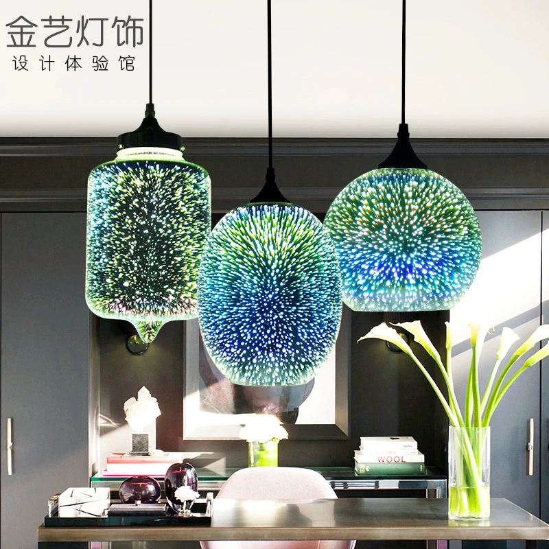 Современный Led Красочный позолоченный 3D стеклянный подвесной светильник
