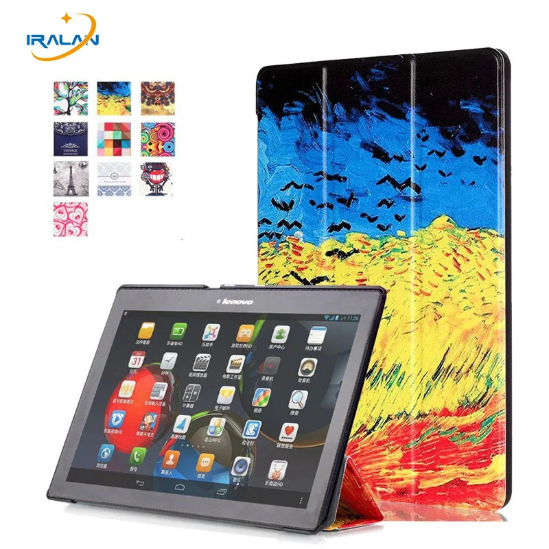 Горячая для lenovo Tab 2 A10-70F крышка 10,1 дюймов роспись с откидной крышкой-подставкой для lenovo A10-30 X30F tab3 plus чехол для планшета+ Защитная пленка на экран+ подставка для ручек