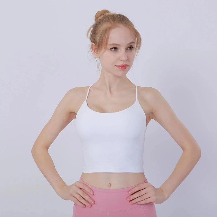 Женские безрукавные Твердые Cami Slim Fit атлетические тренажерный зал бег спортивные майки с чашками