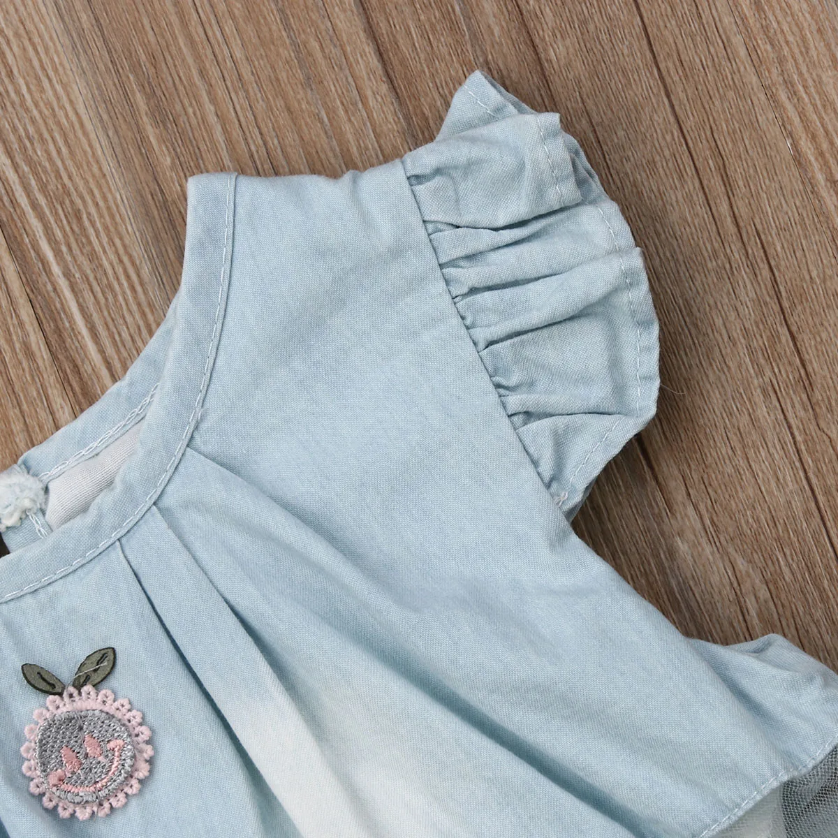 Toddler Baby Girls Princess Dress Lace Tulle Tutu Denim Ruffle Sleeve Summer Party Dresses Infant Girl Sundress Clothes | Детская одежда