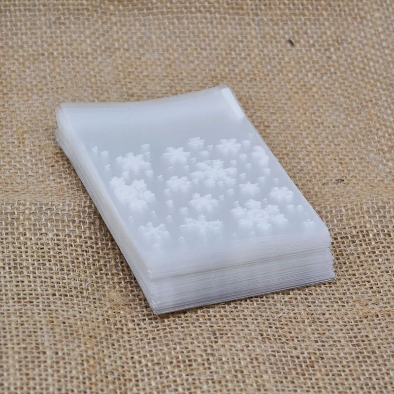 

100Pcs/lot White Snowflake Plastic Transparent Cellophane Baking Candy Cookie Gift Bag For Wedding Christmas Party Favors