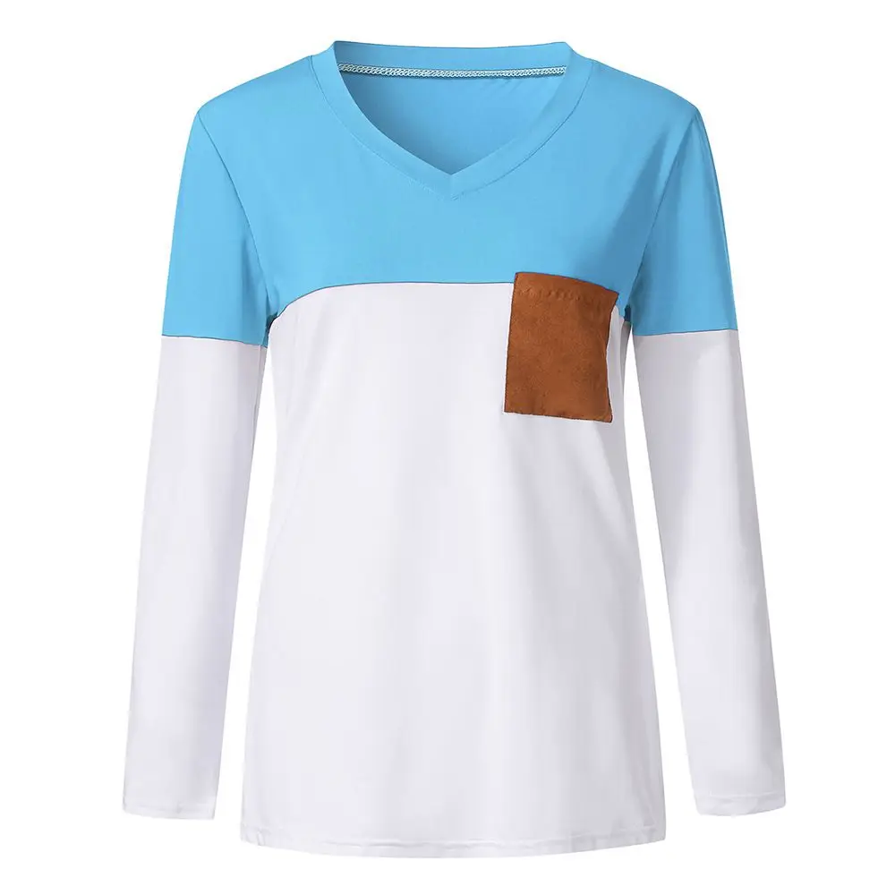 Женская сращивания цвет с длинным рукавом плюс размеры пуловер более s V образным