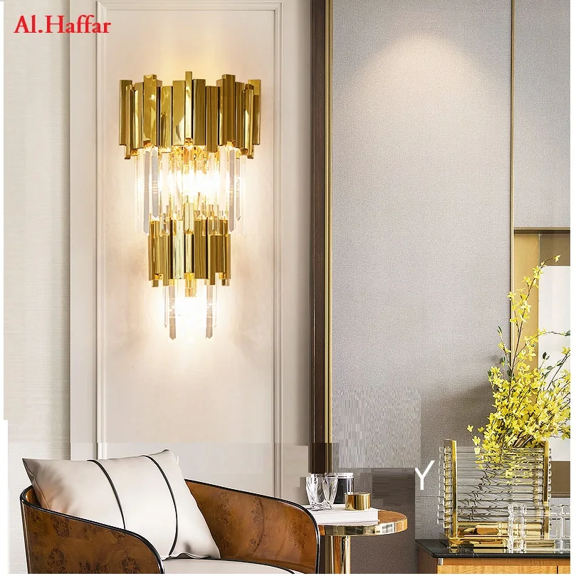 

Modern new luxury Gold crystal wall lamp modern LED crystal wall light for living room bedroom Modern Wall Sconce Fixture