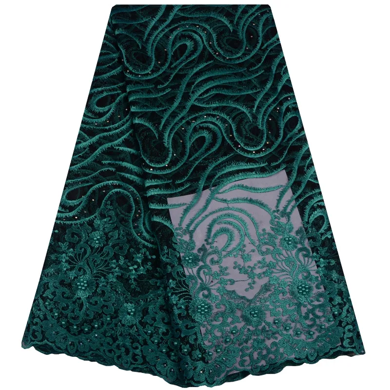 Новое поступление персиковый 2018 африканский гипюр зеленый нигерийский шнур