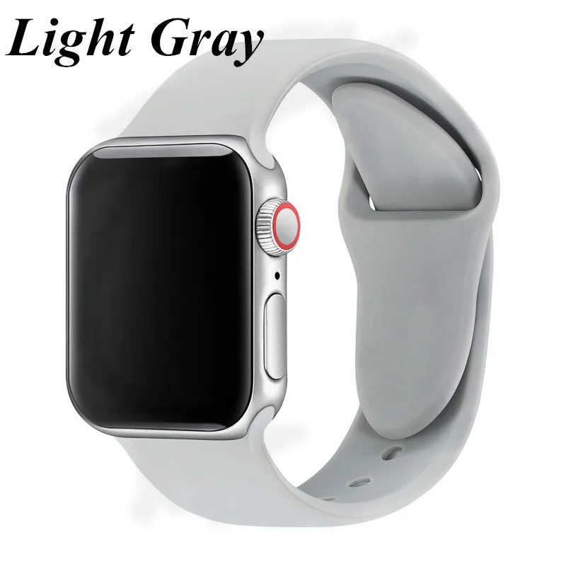 Light Gray Ремешок для Apple Watch Series 4 3 2 38 мм 42 мм мягкий силиконовый дышащий сменный ремешок для спортивных часов для iwatch 40 мм 44 мм - Цвет ремешка: Light Gray