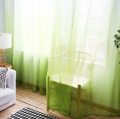 Tulle 1pc Новое поступление градиентные зеленые затемненные 75% оконные занавески s для гостиной тюль вуаль драпировка для детской спальни занавеска домашний декор - Цвет: Tulle 1pc