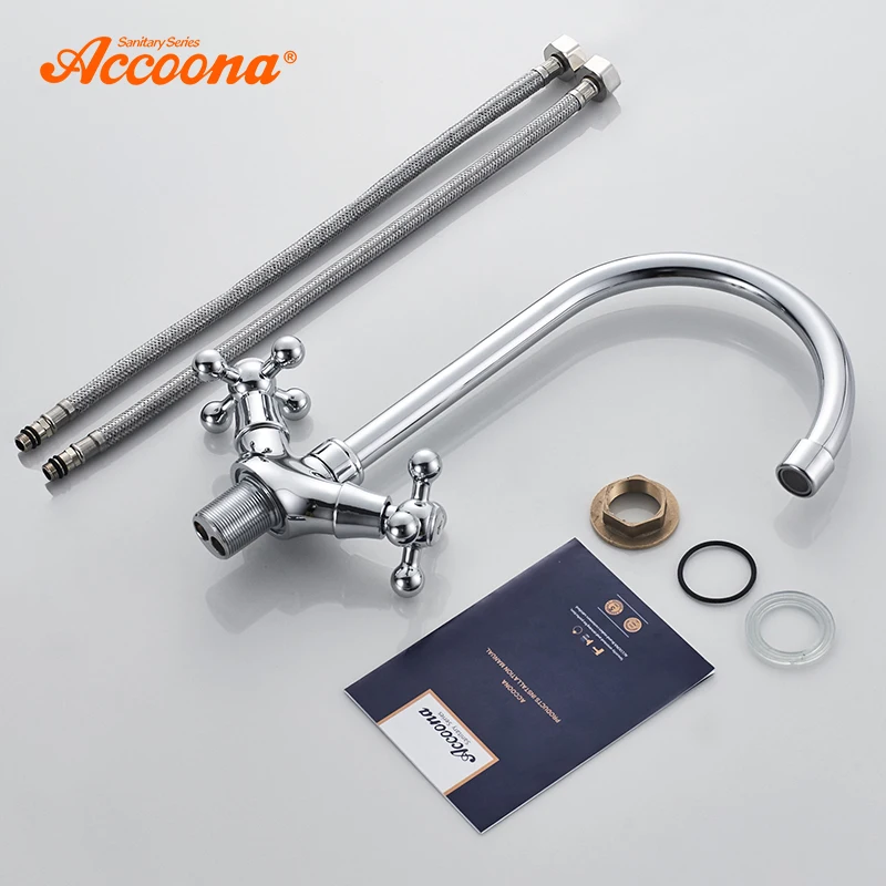 Смеситель Accoona кухонный с двойной ручкой кран для холодной и горячей воды