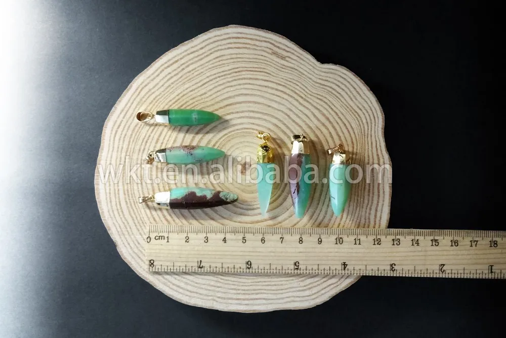 WT-P661 натуральный chrysoprase пуля модные подвески, ювелирные изделия кулон пуля кулон для женщин в 24 К золотой отделкой