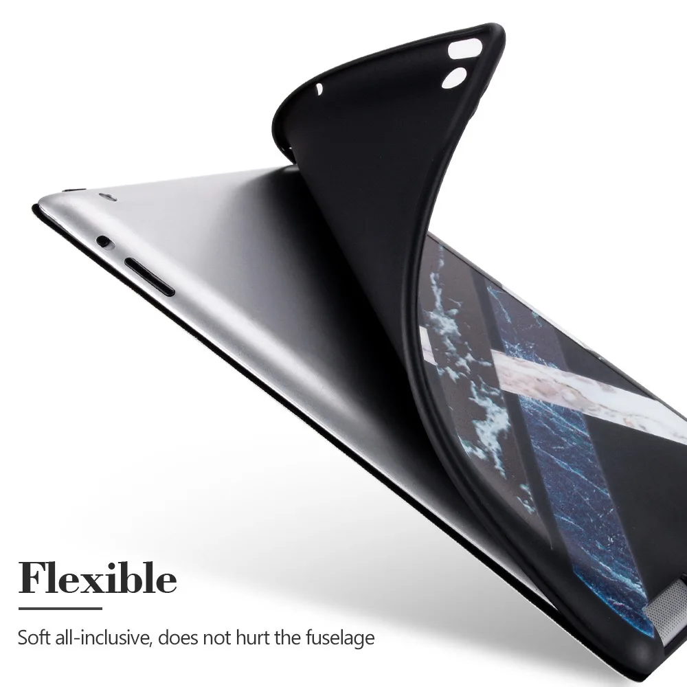 Мраморный стильный Магнитный Флип мягкий черный чехол для iPad 2/3/4 Air Air2 Mini 1 2 3 4 Trifold