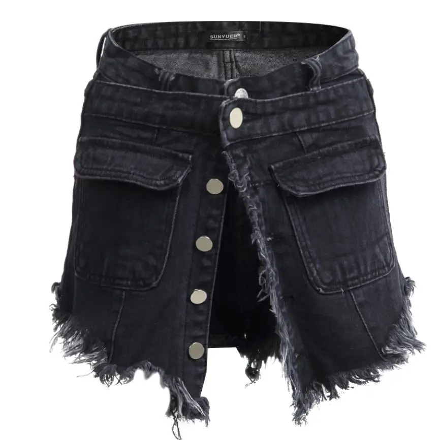 Женская джинсовая юбка однобортная юбка-трапеция с высокой талией свободные