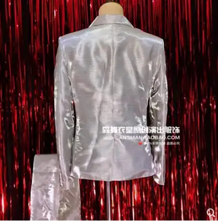 S-5XL новый бар Для мужчин певица тонкий ди-джей GD радужные серебристо-белый