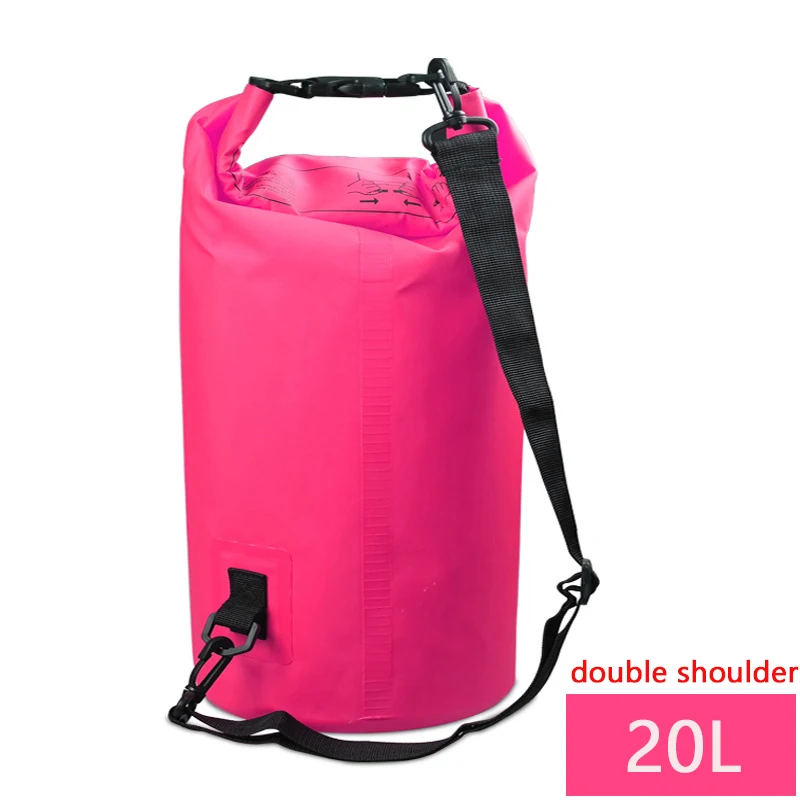 20L rose red 5/10/20L Открытый Портативный рафтинг Дайвинг сухой мешок ПВХ водонепроницаемый складной плавательный хранения сумка для речного треккинга - Цвет: 20L rose red