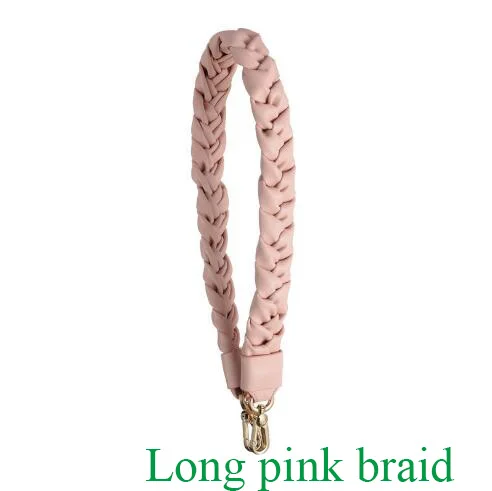 Long pink braid Вязаная сумочка из натуральной кожи, ремень, модный дизайн, сумки, сумка, детали, сумка, аксессуар, легко застёгивающийся - Цвет: Long pink braid