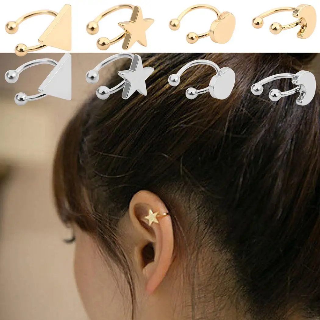 Женские Геометрические Сердце Звезда Треугольник Луна модные серьги гвоздики