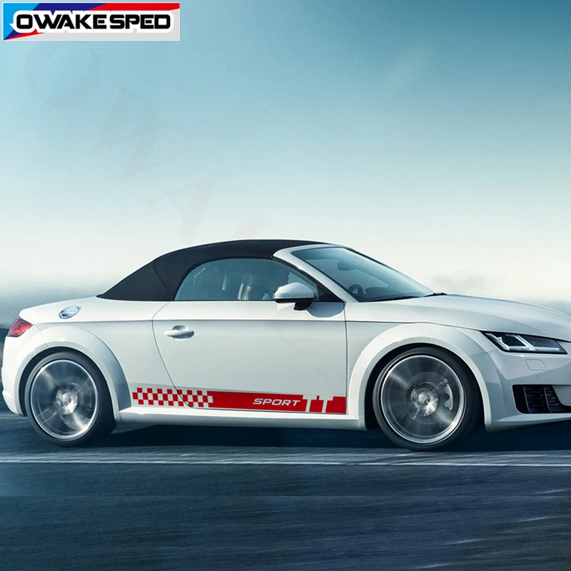 Гоночные спортивные полосы Автомобильная дверь боковая юбка наклейка для Audi TT TTRS