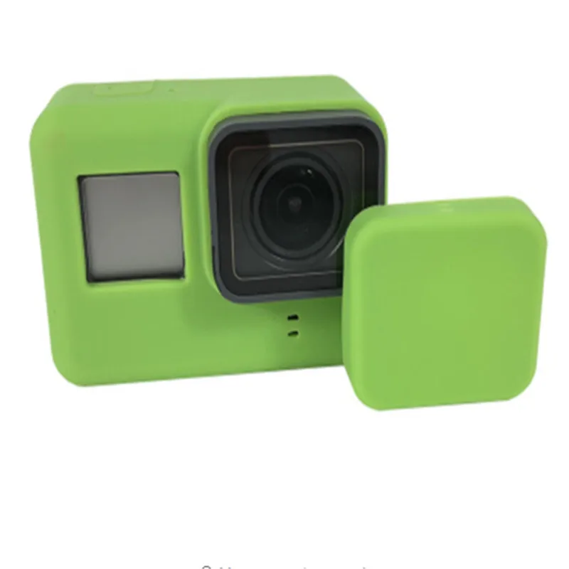 Силиконовый чехол-рамка для GoPro, защитный чехол с крышкой для объектива Go Pro Hero 7, черный, 6, 5, набор аксессуаров для экшн-камеры - Цвет: green-2