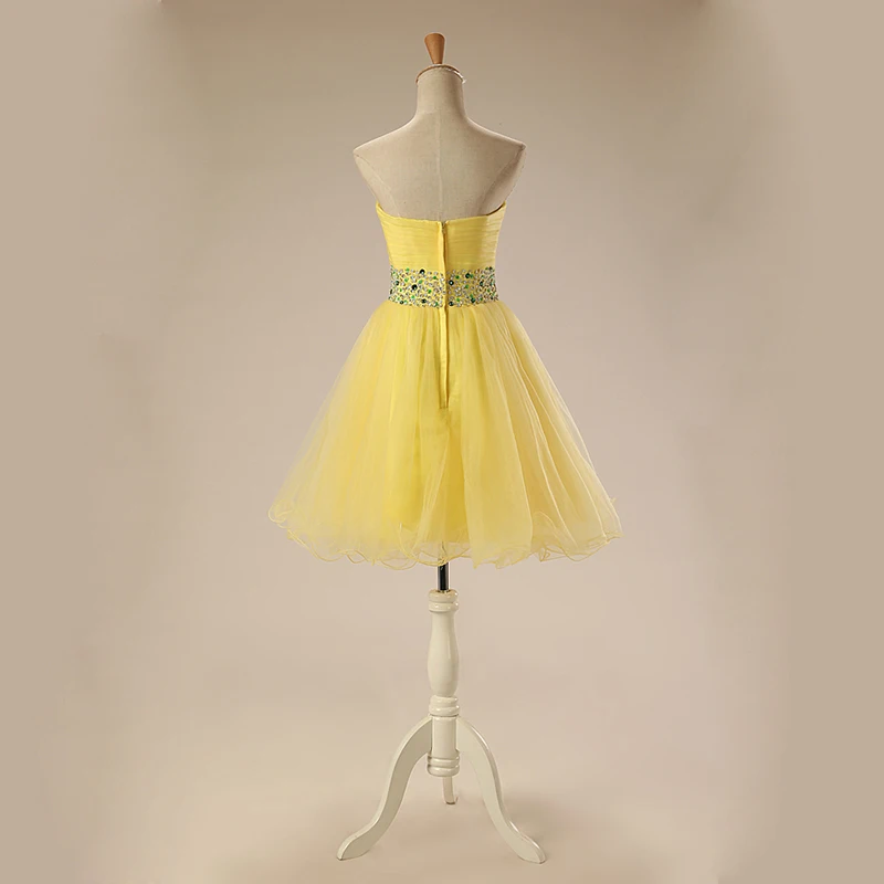 Forevergracedress 2017 линия желтый цвет Homecoming платье Милая бисером тюль Короткие плюс