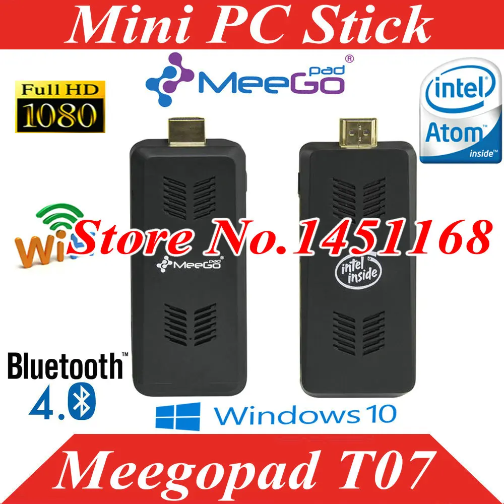 Мини ПК ТВ палка Meegopad T07 Лицензированная вишня Trail Z8300 Win10 с охлаждающим