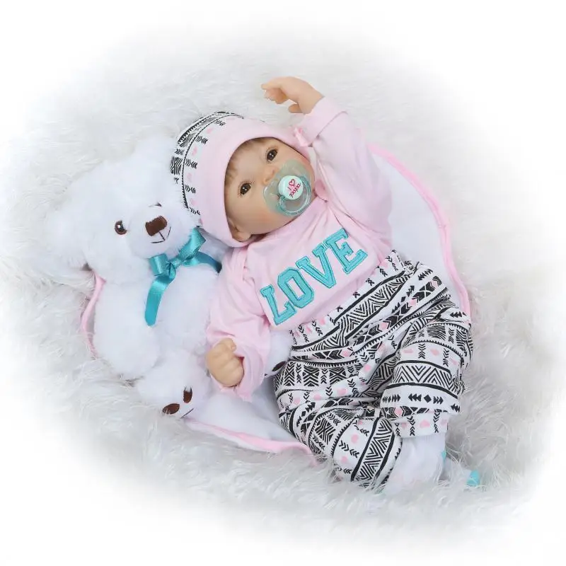 Npk dolls Bebes reborn 22 "55 см силиконовые куклы для новорожденных девочек с белым
