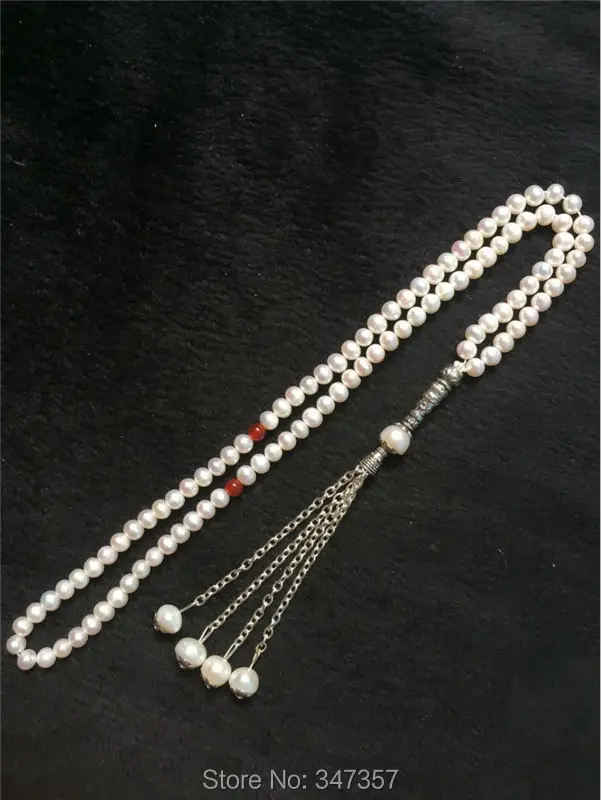 Натуральные 99 бусин пресноводный жемчуг 4 мм-5 мм четки исламский мусульманский