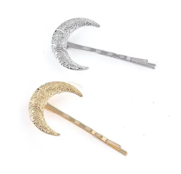 Женская заколка для волос Half Moon Shape модная шпилька золотистого серебристого и