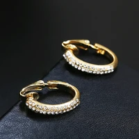 new arrival creative high grade elegant crystal clip on earrings without piercing gold ear clip wedding party earrings for women