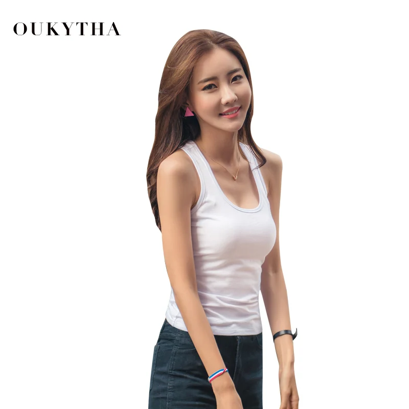 Женские топы лето 2018 новинка хлопок Одноцветный жилет облегающий нижняя часть на