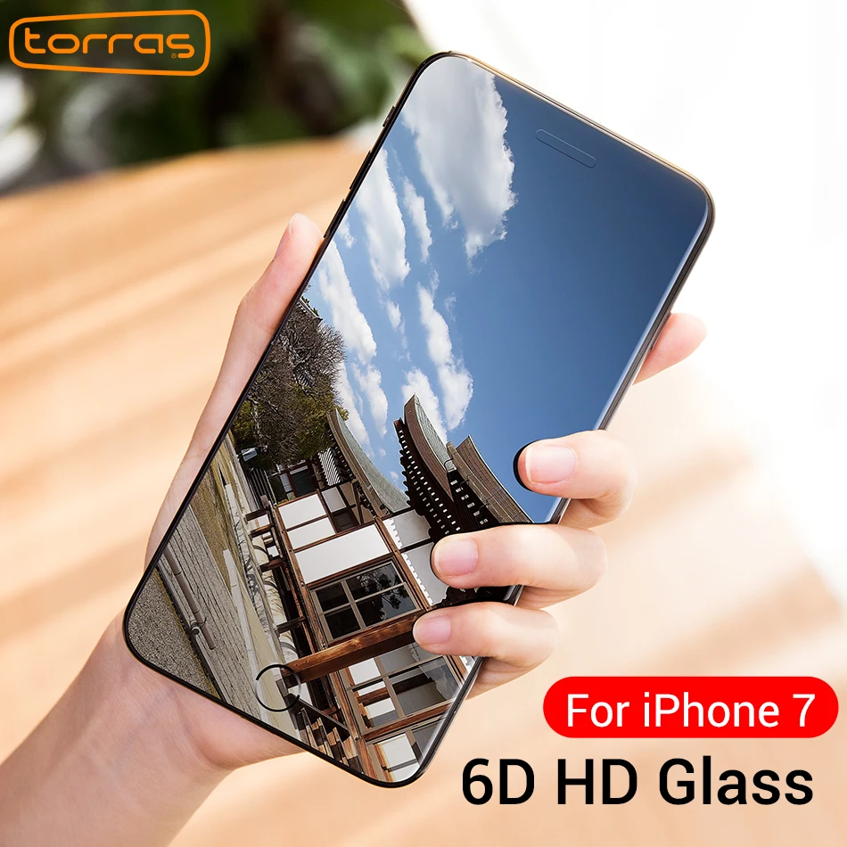TORRAS 0 3 мм Защитная пленка для экрана из закаленного стекла iPhone 7 Plus 8 X Soft Edge 6D Full screen