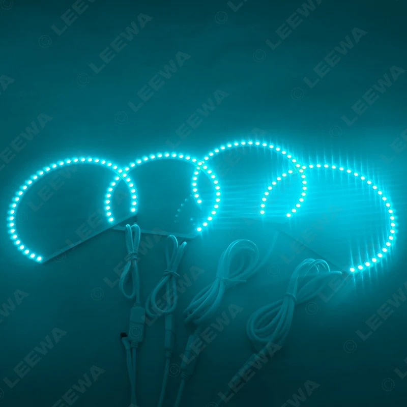 LEEWA 2X131 мм 2X146 автомобиль 5050SMD LED RGB Вспышка ангельские глазки Halo кольцевой свет для