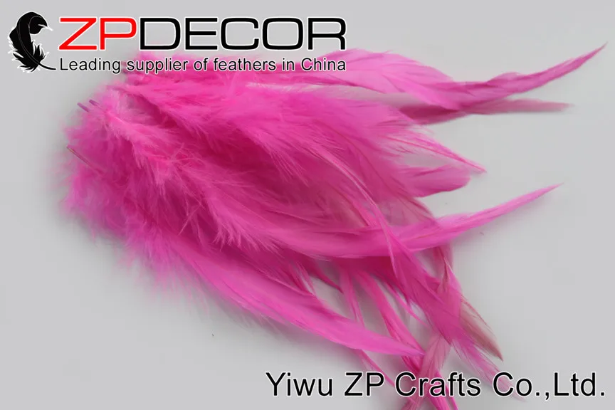 

ZPDECOR 200piece/lot 6-8inch (15-20cm)Professional Dyeing technology Hot Pink Chicken Coque Feather For Angel Wing