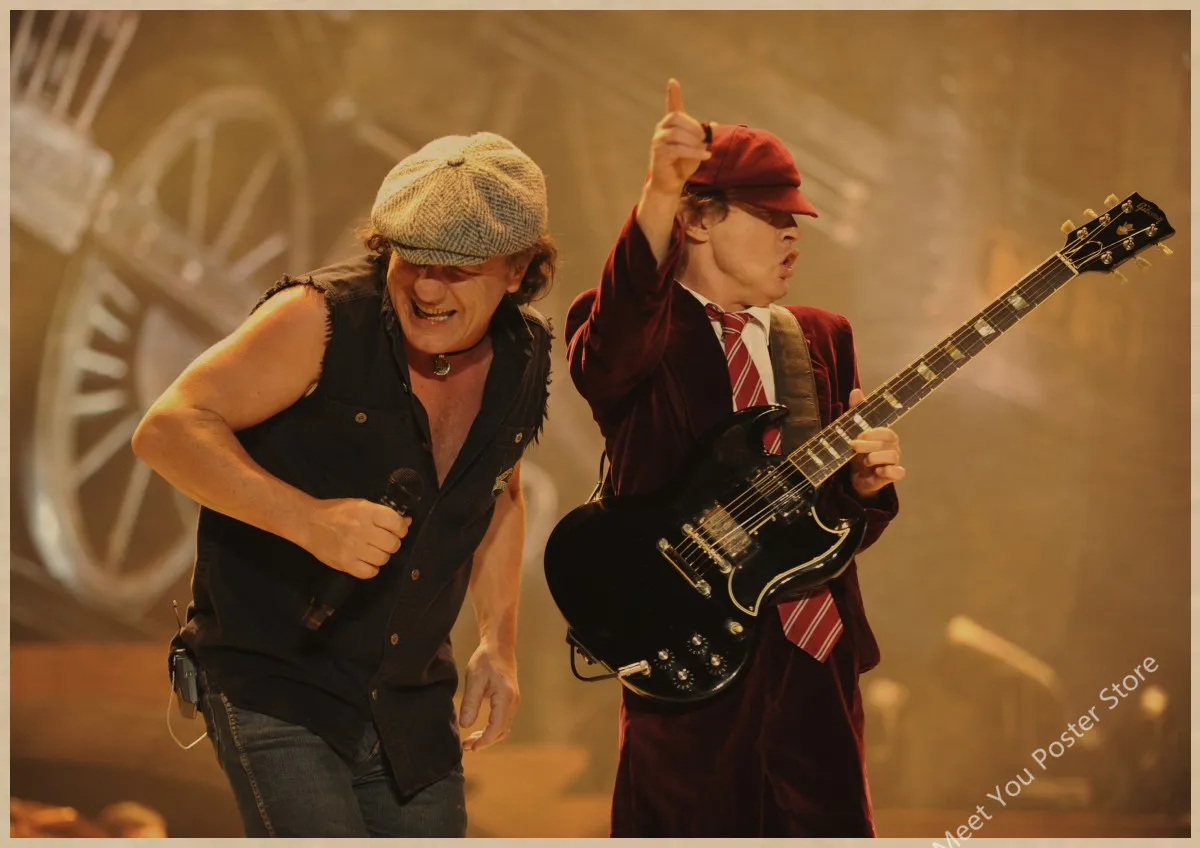 Плакат ACDC австралийская рок-группа ACDC Malcolm Angus ретро крафт-бумага плакат настенный стикер Гостиная Бар домашний паб кафе Декор A1