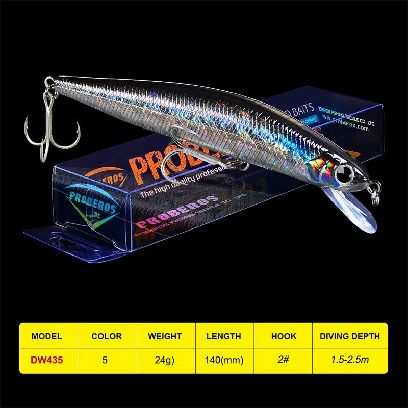 1 шт. рыболовная приманка PRO BEROS 5 51 &quot 14 см/24 8 г 0 87 УНЦИЙ БЛЕСНА с 2 # крючками цветов